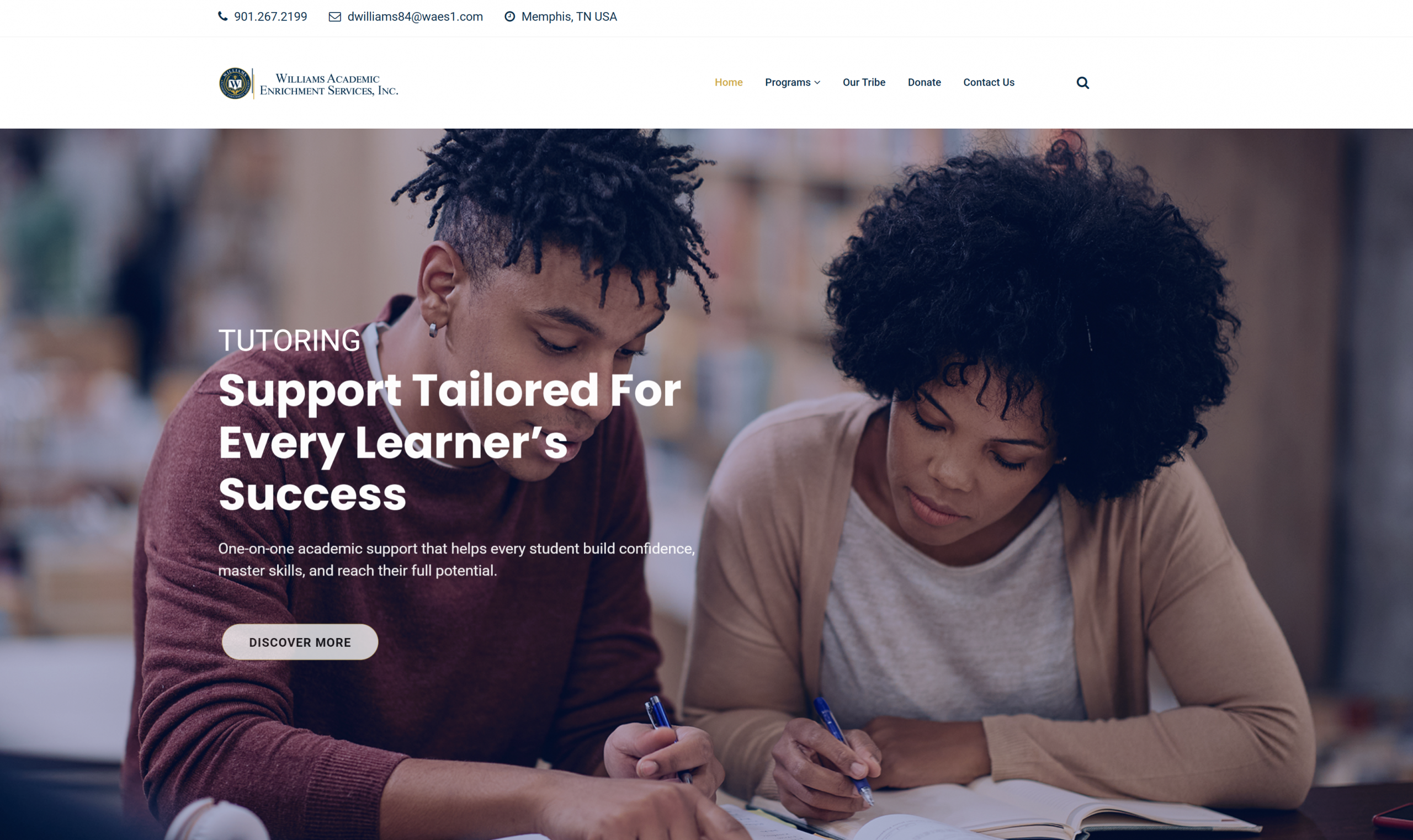 Williams Academic website design by New Visions Technical Solutions